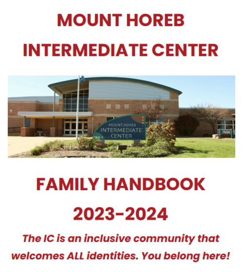 Cover of the IC Handbook: Mount Horeb Intermediate Center Family Handbook - The IC is an inclusive community that welcomes ALL identities. You belong here!
